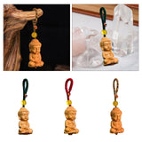 Maxbell Mini Wood Buddha Key Chain Lucky Pendant Accessory Feng Shui Sculpture Craft
