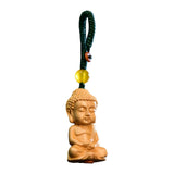 Maxbell Mini Wood Buddha Key Chain Lucky Pendant Accessory Feng Shui Sculpture Craft