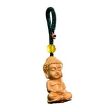 Maxbell Mini Wood Buddha Key Chain Lucky Pendant Accessory Feng Shui Sculpture Craft