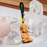 Maxbell Mini Wood Buddha Key Chain Lucky Pendant Accessory Feng Shui Sculpture Craft