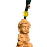 Maxbell Mini Wood Buddha Key Chain Lucky Pendant Accessory Feng Shui Sculpture Craft