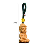 Maxbell Mini Wood Buddha Key Chain Lucky Pendant Accessory Feng Shui Sculpture Craft