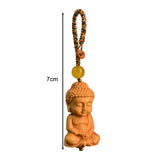 Maxbell Mini Wood Buddha Key Chain Lucky Pendant Accessory Feng Shui Sculpture Craft