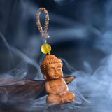 Maxbell Mini Wood Buddha Key Chain Lucky Pendant Accessory Feng Shui Sculpture Craft