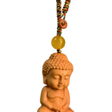 Maxbell Mini Wood Buddha Key Chain Lucky Pendant Accessory Feng Shui Sculpture Craft