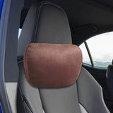 Maxbell Car Neck Pillow Universal Suede Automotive Accessories Head and Neck Support Dark Brown