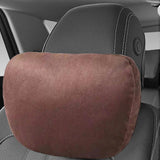 Maxbell Car Neck Pillow Universal Suede Automotive Accessories Head and Neck Support Dark Brown