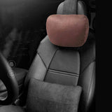 Maxbell Car Neck Pillow Universal Suede Automotive Accessories Head and Neck Support Dark Brown