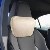 Maxbell Car Neck Pillow Universal Suede Automotive Accessories Head and Neck Support Beige