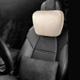 Maxbell Car Neck Pillow Universal Suede Automotive Accessories Head and Neck Support Beige