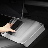 Maxbell Center Console Wireless Charging Mat Protection Cover for Tesla Model Y/3 Gray with Pocket