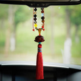 Maxbell Car Hanging Decoration Wood Car Rearview Mirror Charm Pendant for Party Red