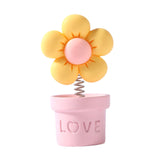 Maxbell Car Statue Gift Desktop Flower Sculpture for Dashboard Office Bookshelf Pink