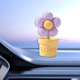 Maxbell Car Statue Gift Desktop Flower Sculpture for Dashboard Office Bookshelf Yellow
