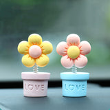 Maxbell Car Statue Gift Desktop Flower Sculpture for Dashboard Office Bookshelf Green