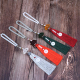 Maxbell Car Rearview Mirror Charm Pendant with Safety Buckle Lotus Car Hanging Decor Dark green