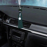 Maxbell Car Rearview Mirror Charm Pendant with Safety Buckle Lotus Car Hanging Decor Dark green