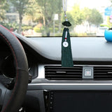 Maxbell Car Rearview Mirror Charm Pendant with Safety Buckle Lotus Car Hanging Decor Dark green