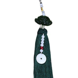 Maxbell Car Rearview Mirror Charm Pendant with Safety Buckle Lotus Car Hanging Decor Dark green