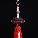 Maxbell Car Rearview Mirror Charm Pendant with Safety Buckle Lotus Car Hanging Decor Big red