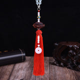 Maxbell Car Rearview Mirror Charm Pendant with Safety Buckle Lotus Car Hanging Decor Big red