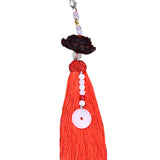 Maxbell Car Rearview Mirror Charm Pendant with Safety Buckle Lotus Car Hanging Decor Big red