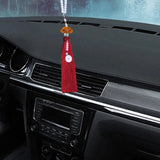Maxbell Car Rearview Mirror Charm Pendant with Safety Buckle Lotus Car Hanging Decor red