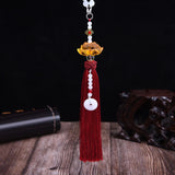 Maxbell Car Rearview Mirror Charm Pendant with Safety Buckle Lotus Car Hanging Decor red