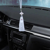 Maxbell Car Rearview Mirror Charm Pendant with Safety Buckle Lotus Car Hanging Decor silver gray