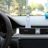 Maxbell Car Rearview Mirror Charm Pendant with Safety Buckle Lotus Car Hanging Decor silver gray