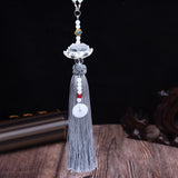 Maxbell Car Rearview Mirror Charm Pendant with Safety Buckle Lotus Car Hanging Decor silver gray