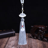 Maxbell Car Rearview Mirror Charm Pendant with Safety Buckle Lotus Car Hanging Decor silver gray