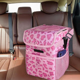 Maxbell Car Trash Can Leakproof Portable with Lid Trash Bin for Suvs Trucks Van Pink
