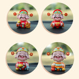 Maxbell Resin Cai Shen Statue 2024 Chinese New Year Decor for Bedroom Bookshelf Good Luck