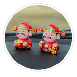 Maxbell Resin Cai Shen Statue 2024 Chinese New Year Decor for Bedroom Bookshelf Ingots