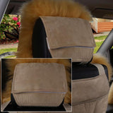 Maxbell Car Seat Cover Plush Car Seat Cushions Cover for Office Chair Car Decor White