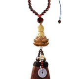 Maxbell Buddha Statue Wall Hanger Lovely Wood Sculpture Car Rear View Mirror Pendant Style A