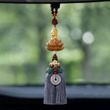 Maxbell Buddha Statue Wall Hanger Lovely Wood Sculpture Car Rear View Mirror Pendant Style D