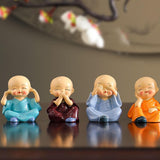 Maxbell Maxbell 4 Pieces Kung Fu Boys Statues for Interior Desk Decor Bedroom Ornaments 6cm Four No Postures