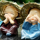 Maxbell Maxbell 4 Pieces Kung Fu Boys Statues for Interior Desk Decor Bedroom Ornaments 6cm Four No Postures