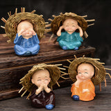 Maxbell Maxbell 4 Pieces Kung Fu Boys Statues for Interior Desk Decor Bedroom Ornaments 6cm Four No Postures