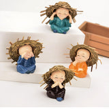 Maxbell Maxbell 4 Pieces Kung Fu Boys Statues for Interior Desk Decor Bedroom Ornaments 6cm Four No Postures