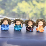 Maxbell Maxbell 4 Pieces Kung Fu Boys Statues for Interior Desk Decor Bedroom Ornaments 6cm Four No Postures