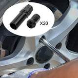 Maxbell Maxbell 20 Pieces M12 Wheel Lug Nuts with Socket Repair Parts Professional Accessory Black M12x1.5