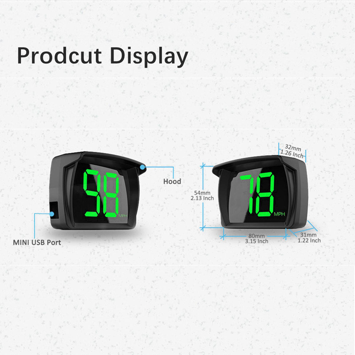 Maxbell Maxbell Generic Head up Display Speedometer MPH Speed Meter for Car Vehicle Bus Green