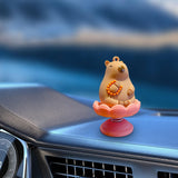 Maxbell Maxbell Shaking Capybara Car Dashboard Ornament Animal Decor Toy Swinging Decoration 4x6cm sitting in lotus