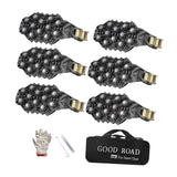 6Pcs Tire Chains Heavy Duty Sedans Muddy Road Easily Fit Portable Snow Chains Black