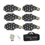 6Pcs Tire Chains Heavy Duty Sedans Muddy Road Easily Fit Portable Snow Chains Black