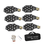 6Pcs Tire Chains Heavy Duty Sedans Muddy Road Easily Fit Portable Snow Chains Black