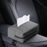 Car Tissue Box with Hanging Fixing Strap Car Sun Visor Tissue Holder Gray